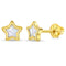 aretes en forma de estrella con madreperla para niñas pequeñas oro amarillo 14k