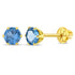 aretes clásicos con circonita cúbica azul 6 garras para niñas pequeñas oro amarillo 14k