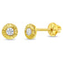 aretes girasol para bebé y niñas pequeñas oro amarillo 14k con circonita cúbica