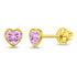 aretes bisel corazón con circonita cúbica rosa para niñas pequeñas oro amarillo 14k