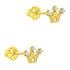 aretes corona para niñas pequeñas oro amarillo 14k