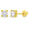aretes clásicos para niñas pequeñas oro amarillo 14k con circonita cúbica