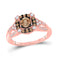 14kt Rose Gold Round Brown Diamond Solitaire Bridal Wedding Engagement Ring 7/8 Cttw