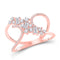 14kt Rose Gold Womens Baguette Round Diamond Scattered Negative Space Ring 1/3 Cttw