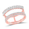 14kt Rose Gold Womens Baguette Round Diamond Modern Negative Space Ring 5/8 Cttw