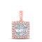 14kt Rose Gold Womens Baguette Round Diamond Square Pendant 1/5 Cttw