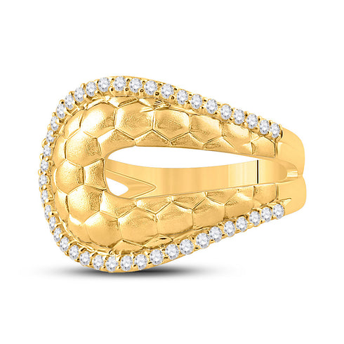 14kt Yellow Gold Womens Round Diamond Scale Fashion Ring 1/4 Cttw